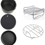 5-Piece Carbon Steel Air Fryer Accessories Kit Black/Silver