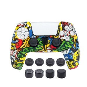 Soft Silicone Protective Cover for Sony PS5 Controller with 8 Piece Thumb Grip Cap