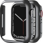 Hard PC Ultra-Thin Protective Case Cover Frame for Apple Watch Series 7 45mm Black