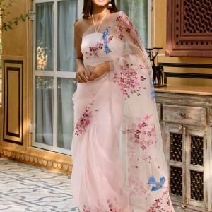 Soft pure organza handwork sarees