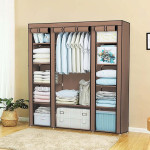 Fabric Wardrobe Organizer Brown 130x45x175cm