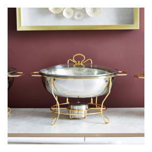 Wellshine Metallic Chafing Dish With Lid Silver/Gold/Clear 6Liters