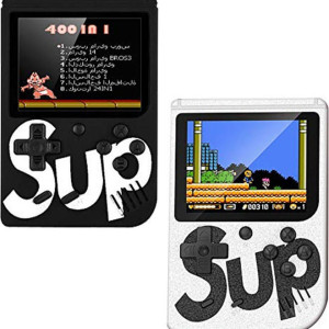 2-Piece Sup With 400 In 1 Games Retro Portable Mini Handheld Gamepad Consoles 3.0 Inch Black/White wireless