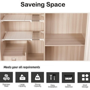 Tension Shelf Expandable Clothes Closet Organizer Rack Adjustable DIY Wardrobe Dividers Separator,Extended to 100cm 3 Pack
