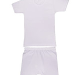 Cotton Round Neck Half Sleeves Undershirt and Short Underwear Boy Set white