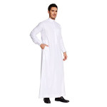 Sabolia Arabic Thobe Saudi Style Mens Arab Robe Mens Muslim Clothes Ramadan Middle East Ethnic Clothes Cuff Sleeve Size 60