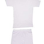 Cotton Round Neck Half Sleeves Undershirt and Short Underwear Boy Set white