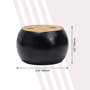 4pcs 50mm Height Black Eucalyptus Wood Round Bun Furniture Feet