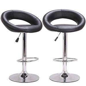 i@HOME Bar Stools, Modern Furniture  Footrest and Base, For Kitchen Bar Bistro Pub Use, Set of 2 (C-Black)