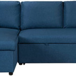Decorem - Sofa Bed With Cushions L-Shaped Storage Space | Convertible Living Room Furniture (Dark Blue)