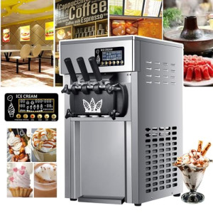 1200W Commercial Ice Cream Machine,Production volume: 16L-18/H,LCD Digital Display Ice Cream Maker,Shortage Alert,