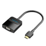 Mini HDMI to VGA Converter with Female Micro USB and Audio Port  0.15M Black