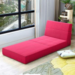 M_SSSK Modern Simplicity Fabric Sofa Lazy Sofa Bed Folding Sofa Bedroom Bay Window Comfortable Tatami Removable and Washable Thick 150 � 70 � 15Cm (Color : Rose Red)