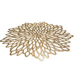  Gold Round Placemats Set of 6 for Dinner Table Hollow-Out VinylPlacemats Laminated Plastic Morden Dining Table Decoration