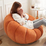 MASME Dorm Chair Sofa Pumpkin Chair Single Lamb Velvet White Bedroom Balcony Leisure Sofa Chair Home Furniture