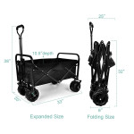 Folding Wagons with Wheels Collapsible, Multi Use Utility Cart with Wheels, Rolling Beach Cart, Shopping Cart Trolley Foldable