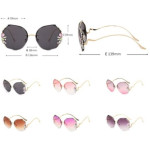 Women Rhinestone Sunglasses, UV Protection Large Crystal Sun Glasses, Female Shades Party Eyewear With Cases,Blue & Pink
