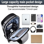 Crossbody Sling Bag,Body Chest Sling Shoulder Bag for Men Women Casual Shoulder Backpack Bag, Waterproof Leather Chest Casual Daypack with Usb Charging Port