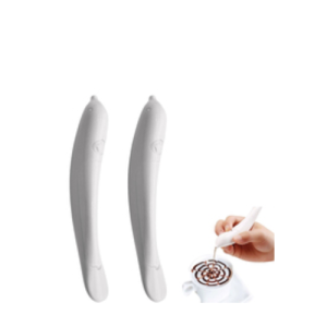 2-Piece Cake Decoration Coffee Carving Electrical Latte Art Pen, White