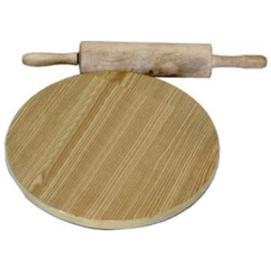 Manual Wooden Roti Chapati Flatbread Tortilla Presser Maker with Rolling Pin Beige 14 Inch
