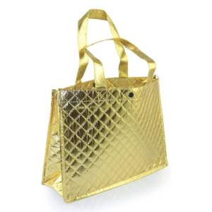 Rosymoment Gift Bag, Shopping Bag With Handle Size 23.5X33X11cm, Color Golden