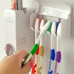 Creative Automatic Toothpaste Dispenser with Toothbrush Holder, White