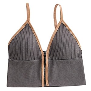 ZHCWT Front Zipper Crop Tube Tops Sports Bras for Women, Grey, Free Size
