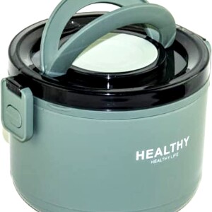 Healthy Life Single Layer Stainless Steel Inner Round Lunch Box, 1 Liters, Blue