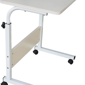 In House Laptop Table Desk Stand Height Adjustable With Rolling Wheel, 60 x 40cm, White