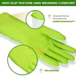 Cleano Household Latex Rubber Dishwashing Long Sleeve Large Gloves, Green, 1 Pair
