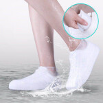 Waterproof Silicone Shoes Cover with Non-slip Sole for Rainy & Snowy, 1 Pair, White