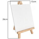 Rosymoment Mini Stretched Canvas with Wooden Easel Stand, 15 x 26cm, White/Beige