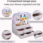 Fazhen Dust Proof Makeup Organizer, Cosmetic & Jewelry Storage with Dustproof Lid, Display Boxes with Drawers for Vanity