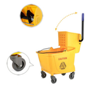 JJLL Commercial Wringer Trolley Mop Bucket, 20 Liter ,Yellow