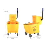 JJLL Commercial Wringer Trolley Mop Bucket, 20 Liter ,Yellow
