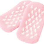 Showay 2Pcs Gel Spa Socks Silicon Gel Booties Insoles Moisturising Soft Exfoliating Socks Spa Pedicure Insoles For Feet Care, Pink