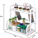 Spice Rack 2 Layers Plastic Kitchen Shelf Condiment Bottle Storage Rack Cutlery Seasoning Bottle Holder Organizer