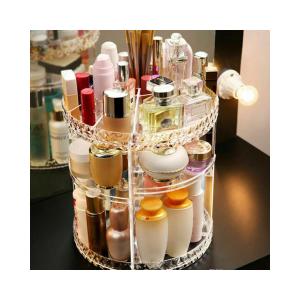 360 degree rotation makeup organizer acrylic cosmetics jewelry holder makeup case and cosmetic storage box