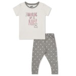 Luqu 2 Piece Toddler Kids Cotton Pyjama Set Sleepwear, Short Sleeve T-Shirt, White Ruff