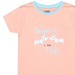 Luqu 2 Piece Toddler Kids Cotton Pyjama Set Sleepwear, Short Sleeve T-Shirt, Pink Bonjour