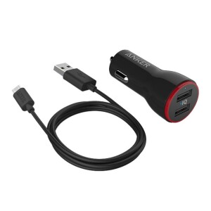 Powerdrive 2 Ports & 3Ft Micro Usb To Cable Black