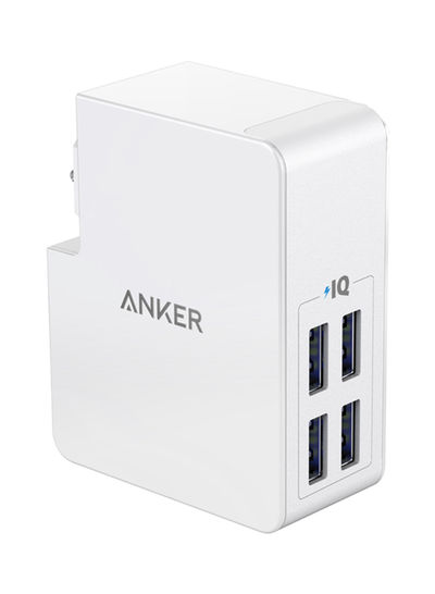 4-Port USB Wall Charger White
