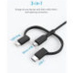 3-In-1 Powerline Cable And Connector Black