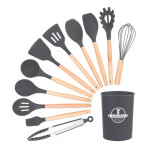 11-Piece Cooking Utensils Set With Handles Black/Brown 11.93inch