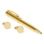 Pen And Cufflinks Set Combo Gold/Beige