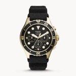 Men's Round Shape Leather Band Chronograph Wrist Watch FS5729 - 46 mm -Black