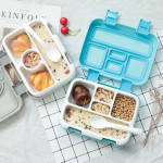 Box Kids Lunch Box, Lunch Box Containers for Toddler/Adults, 800ml-5 Compartments with Utensils,Grey