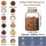 Airtight Glass Storage Jar with Acacia Wood Air-tight Lid,3 Pack Borosilicate Glass Kitchen Canisters 2000ml