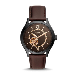 Men's Fenmore Leather Band Analog Wrist Watch BQ2651 - 44MM - Dark Brown