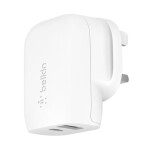 32W AC Wall Charger (20W USB-C, 12W USB-A) - UK Plug White